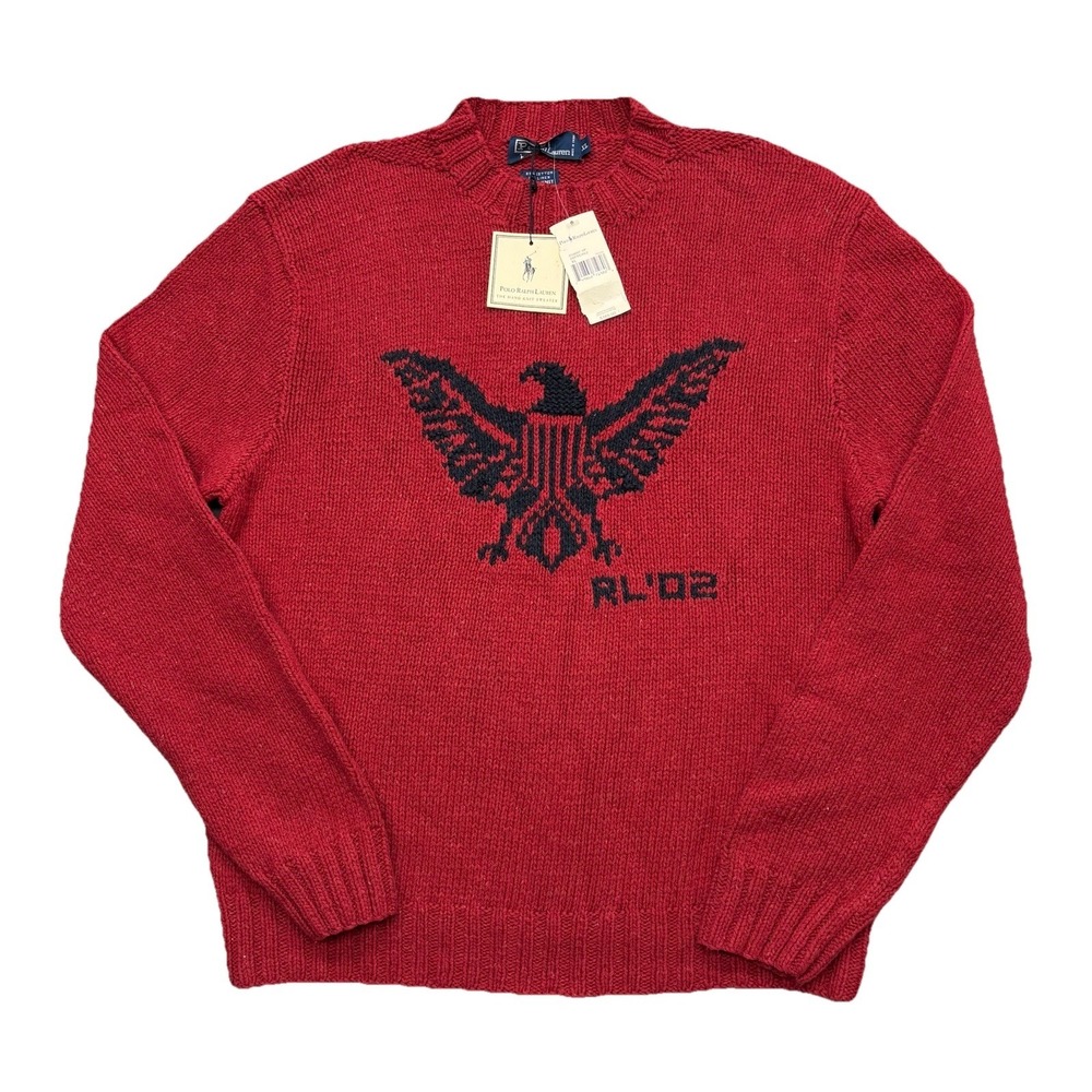 NWT Vintage Polo Ralph Lauren Eagle RL '02 2002 Knit Crew Neck Sweater Men's XLā